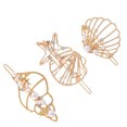 thumbnail image 3 of MasteelfCA 3pcs Alloy Hollow Hairpins Sea Star Conch Shell Rhinestone Pearl Inlay Barrettes for Women Lady, 3 of 7