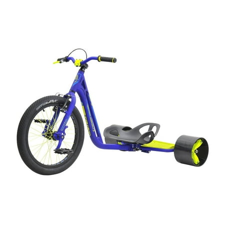 Triad Drift Trike - Underworld 3 - Adult Tricycle with Snake Head Frame, Commander V Brakes Blue/Neon