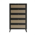 thumbnail image 2 of Castle Place Rattan 5 Drawers Wooden Dresser, Black, 2 of 8