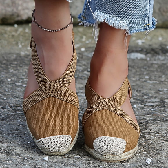 Moda damas cuñas de gran tamaño zapatos envueltos zapatos casuales sandalias de tacón alto Wmkox8yii sa1978