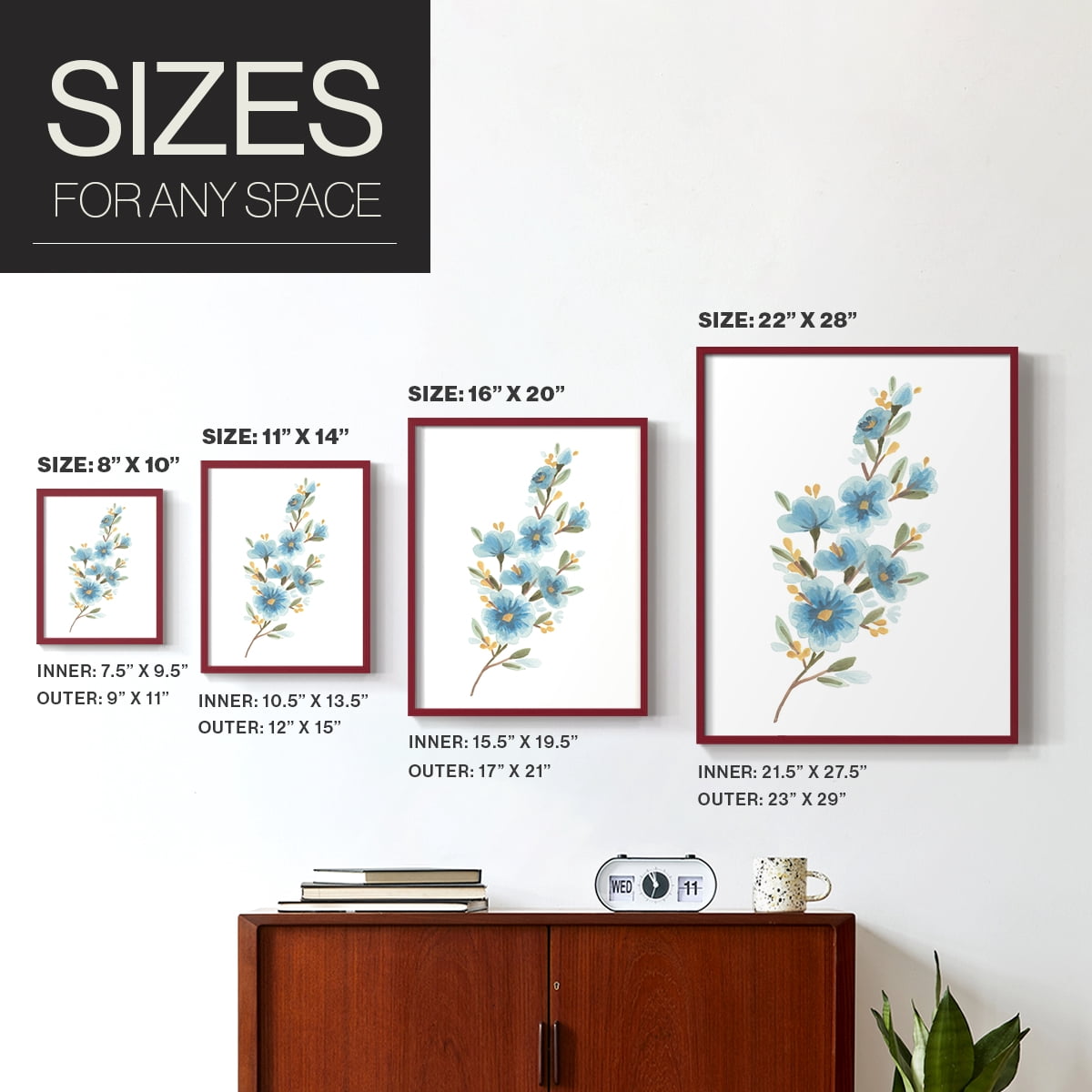 Wildflower Sprig II Framed Print - Solid Wood in Single Picture Frame Solid Wood 2 Framed Print