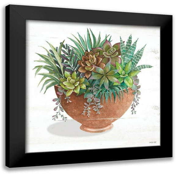 Jacobs, Cindy 12x12 Black Modern Framed Museum Art Print Titled - Terracotta Succulents II