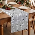 thumbnail image 5 of Grey Christmas Cotton Linen Table Runner for Dining Kitchen, Cute Snowman Snowflake White Stripes Wedding Outdoor Party Tablerunners Decoration, Dresser Scarf Coffee Tablecloth Runners 13x120 Inches, 5 of 9