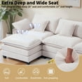 thumbnail image 2 of Gexpusm Sectional Sofa, 111" Corduroy Couch, 4 Seat Lounge Sleeper with Ottoman for Living Room ,Beige, 2 of 7