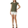 thumbnail image 2 of INSPIRE CHIC Blouse de Travail à Manches Courtes Col en V Uni pour Femmes, 2 of 6
