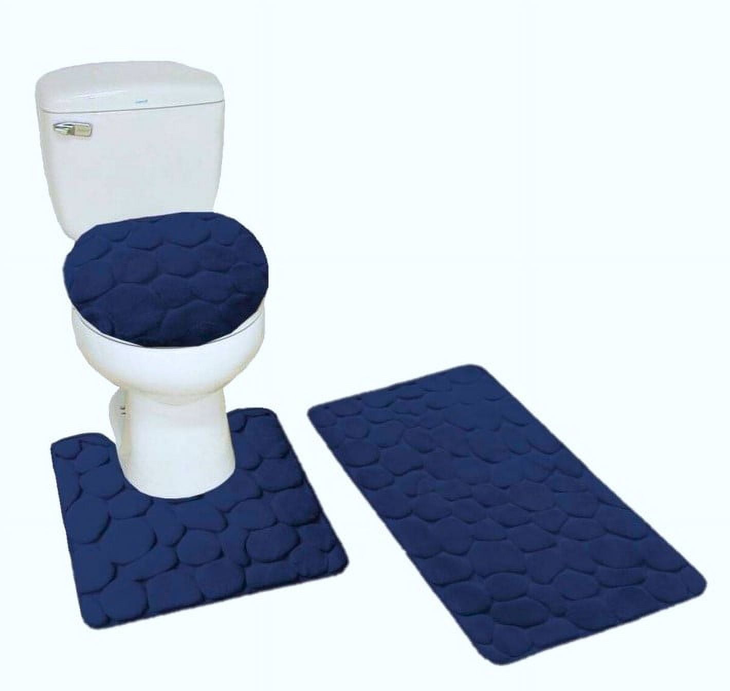CHAPLLE Dark Blue Smoky Stage Disco Night Club Studio Theater Show Fame  Performance Dark Blue Light 3 Piece Bathroom Rugs Set Bath Rug Contour Mat  and Toilet Lid Cover 