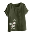 thumbnail image 4 of Camisetas de Manga Corta para las Mujeres Impreso Botón de Manga Corta Camiseta Blusa Poliéster, Ropa Casual Mirar Superior para las Mujeres, 4 of 4