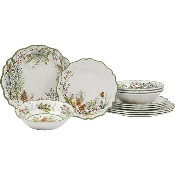 Certified International Winter Forest 12 Pc Dinnerware Set, Service for 4