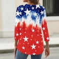 thumbnail image 6 of 4th of July Shirts Women 3/4 Sleeve T Shirts Casual USA Flag Print Pullover Independence Day Patriotic Tops USA 250th Anniversary Celebration Party V Neck 1776-2026 Blouses Navy S, 6 of 6