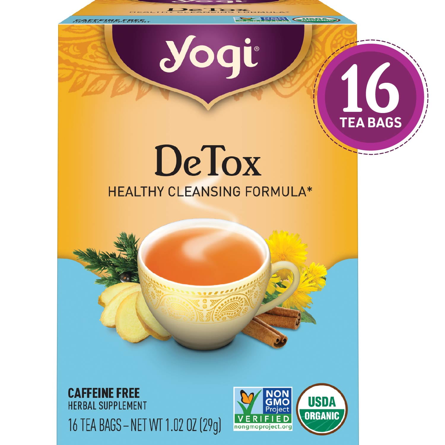 Yogi Tea, DeTox, 16 Herbal Tea Bags, Caffeine Free