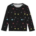 thumbnail image 5 of Spazoro Kids Girls Pullover Shirts Tee, Round Neck Fashion Valentine's Day Heart Prints Spring and Summer Long Sleeve Casual Tops for Child Girls Black Size 4 T, 5 of 8