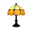 thumbnail image 1 of Yellow Stained Glass Shade With Brown Base Table Lamp, 1 of 1