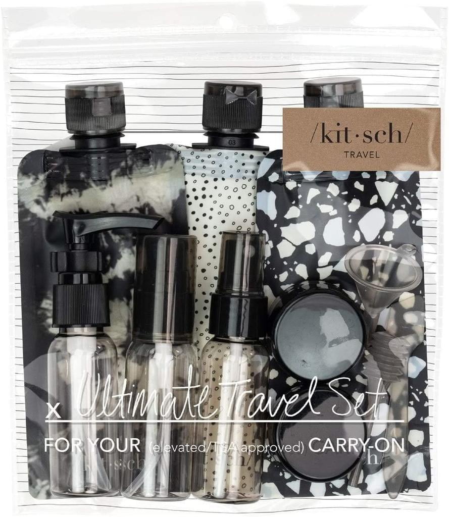 Kitsch Ultimate Travel Bottles Set, Reusable Materials 11pcs(Black
