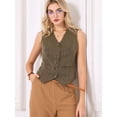 thumbnail image 4 of DARING DIVA Women's Pinstripe Waistcoat Button Down Vintage Striped Vest L Brown, 4 of 6