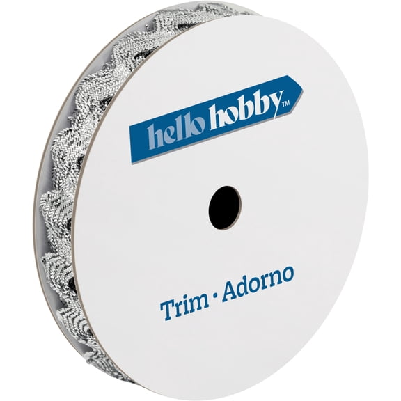 Hello Hobby Silver Ric Rac Sewing Trim, 1/2 in x 4 yd
