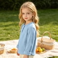 thumbnail image 3 of QIbmong Ribbed Knit Tops for Infants Toddler Girls Boys Crew Neck Cuffed Long Sleeve Kids Casual Fall Winter Loungewear Going out School Shirts(5-6 Years,Blue), 3 of 9