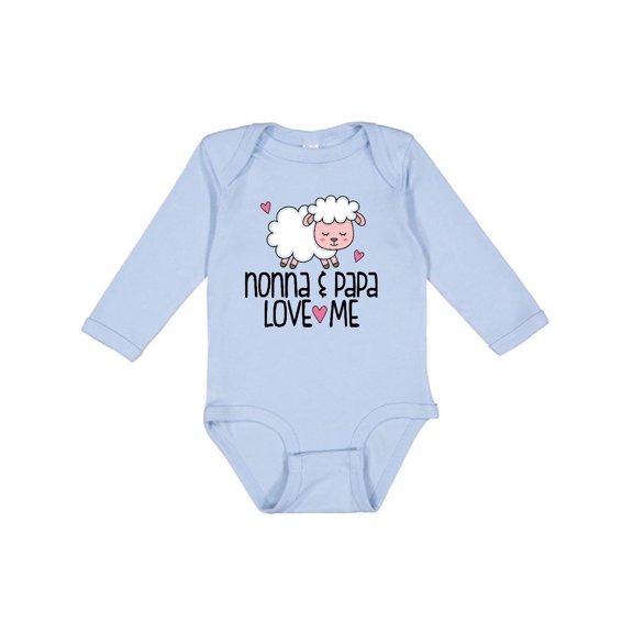 Inktastic Nonna and Papa Grandchild Lamb Boys or Girls Long Sleeve Baby Bodysuit