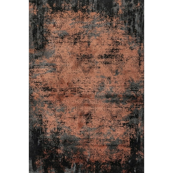 Copper Abstract Area Rugs for Living Room Washable Rugs Boho Moroccan Area Rug Soft Neutral Geometric Bohemian Carpet Distressed Indoor Rug for Bedroom Dining Room Office Foldable Nonslip Rug