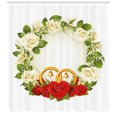 thumbnail image 3 of Ambesonne Romance Shower Curtain, Roses Wedding Rings, 69"Wx84"L, White Green Red, 3 of 3