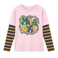 thumbnail image 4 of Xmyrz Girl Going Out Tops Funny T Shirts Long Sleeve Layered Print Striped Carnival Holiday T-Shirt Tshirt Blouse Casual Tops, 4 of 5