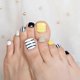 thumbnail image 3 of White Dark Yellow Press On Toenails Silver Glitter Short Squoval False Toe Nails, 3 of 5