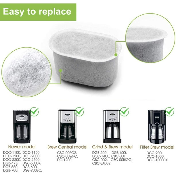Qucyy 6 Pack Compatible Cuisinart Coffee Maker Charcoal Filter