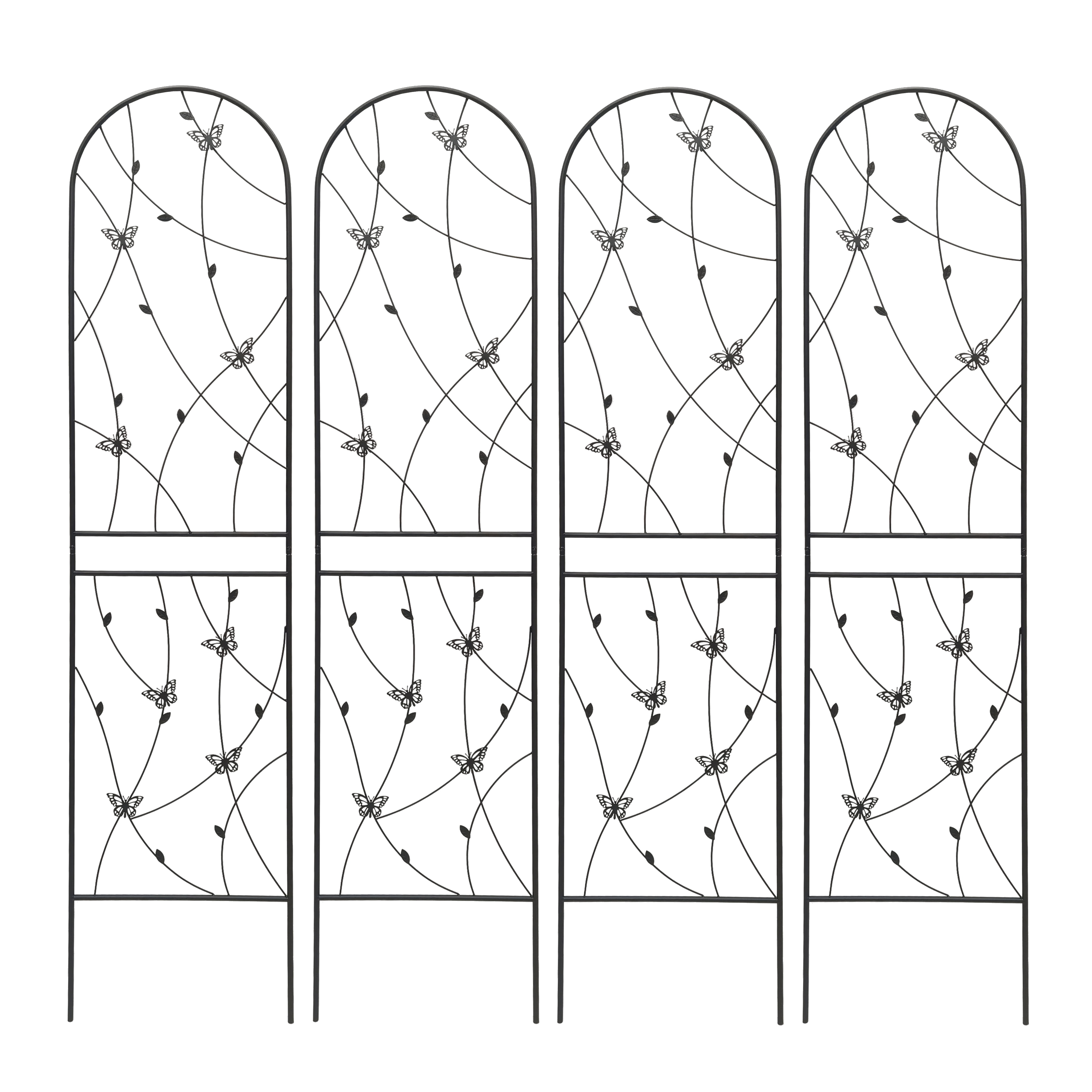 Yoneston 2 Pack 86.7" x 19.7" Metal Garden Trellis, Anti-Rust and Sturdy Garden Pergola for Elevated Garden Beds of Climbing Plants and Outdoor Decoration, Black