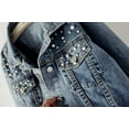 thumbnail image 6 of 2025 Women's Denim Jackets Women's Basic Button Down Stretch Fitted Long Sleeves Denim Jean Jacket, 6 of 8