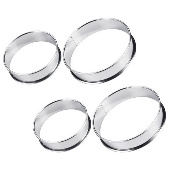 MERRYHAPY Egg Rings For Frying Eggs Heat Resistant Muffin Rings Silver 4Pcs 3.9in Diameter