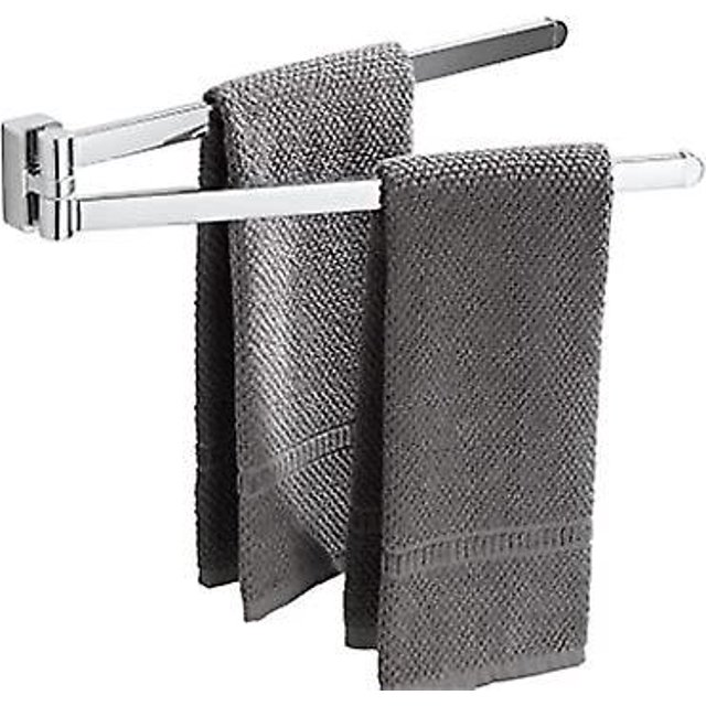 porte-serviettes Pivotant Chrom En Acier Inoxydable Avec 2 Barres Pivotantes