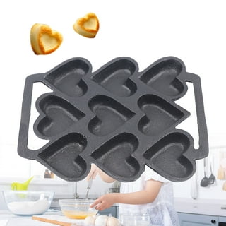 John Wright Cast Iron Heart Shaped Muffin Pan, Bakeware, Rustic Farmhouse  Collectible 