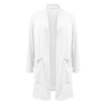 thumbnail image 4 of Women's Cardigan Casual Lightweight Cardigan With Pockets 3 4 Sleeve Front Open Dust Duster,White Women's Cardigan L, 4 of 5