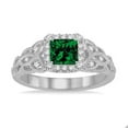 thumbnail image 3 of Antique 1.25 Carat Princess cut Emerald and Diamond Wedding Ring in 14k White Gold affordable emerald & diamond engagement ring, 3 of 3