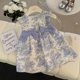 thumbnail image 3 of Vestido estilo francés para niñas, de verano, con lazo dulce, mangas voladoras, estilo moderno, falda para fotos de viaje, 3 of 6
