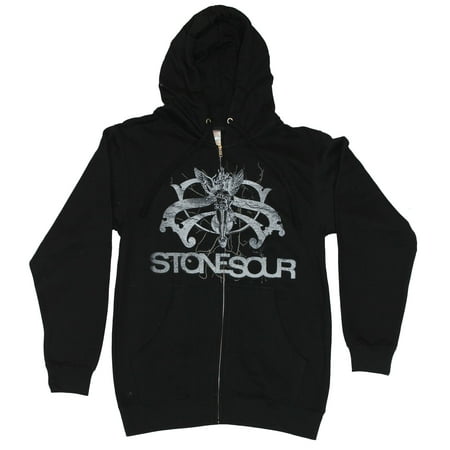 Stone Sour Mens Zip Up Hoodie - Rib Cage Front Image Scary Face Back Image