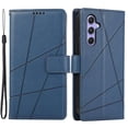 thumbnail image 1 of DF-06 For Samsung Galaxy A55 5G Wallet Case Line Imprinted Leather Phone Cover - Blue, 1 of 5