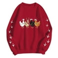 thumbnail image 5 of ZXLBBD Christmas Oversize Women Long Sleeve Crewneck Sweatshirts Chicken Printed Lightweight Sweatshirts Top Casual Outdoor Comfort Daily Wear, 5 of 5