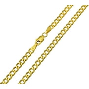 14K Real Yellow Gold Curb Cuban Hollow Chain Necklace 3.4mm Width for Children & Women