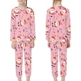 thumbnail image 2 of Renewold 11-12T Kid Girls Pjs Candy Canes Santa Pajama Top Pants Bottom Set with Pocket 2PCS Casual Home Indoor Loungewear Snug-Fit Round Neck Nightwear for Christmas Gifts, 2 of 5
