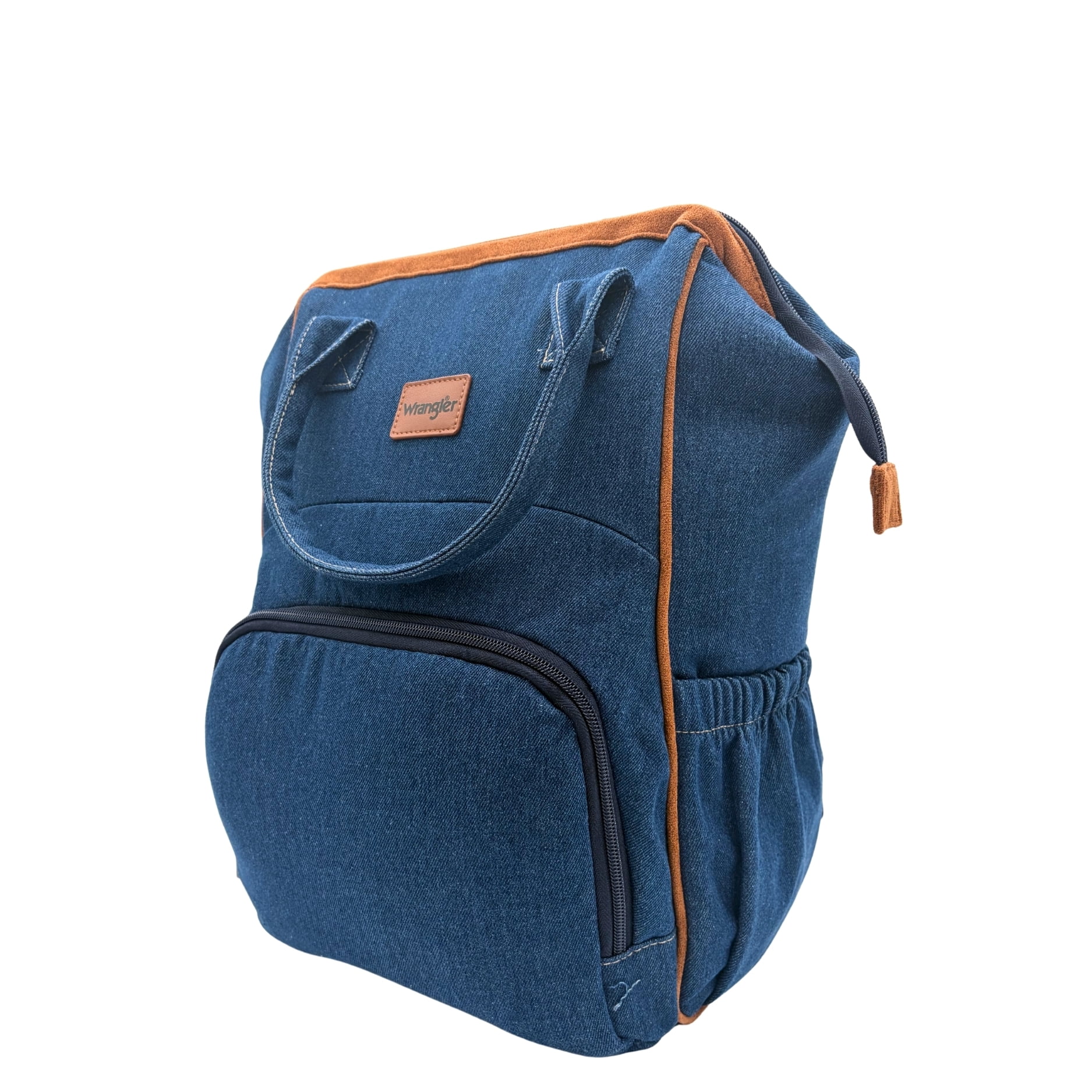 Wrangler Multifunctional Baby Diaper Backpack Bag with Insulated Pockets in Classic Denim