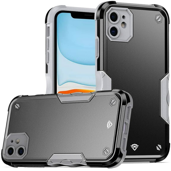 Designed for Apple iPhone 15 Pro Max (6.7") Premium Tough Shockproof Hybrid Heavy Duty 2in1 TPU Bumper Rugged Rubber Defend Phone Case Cover [Black / Gray]
