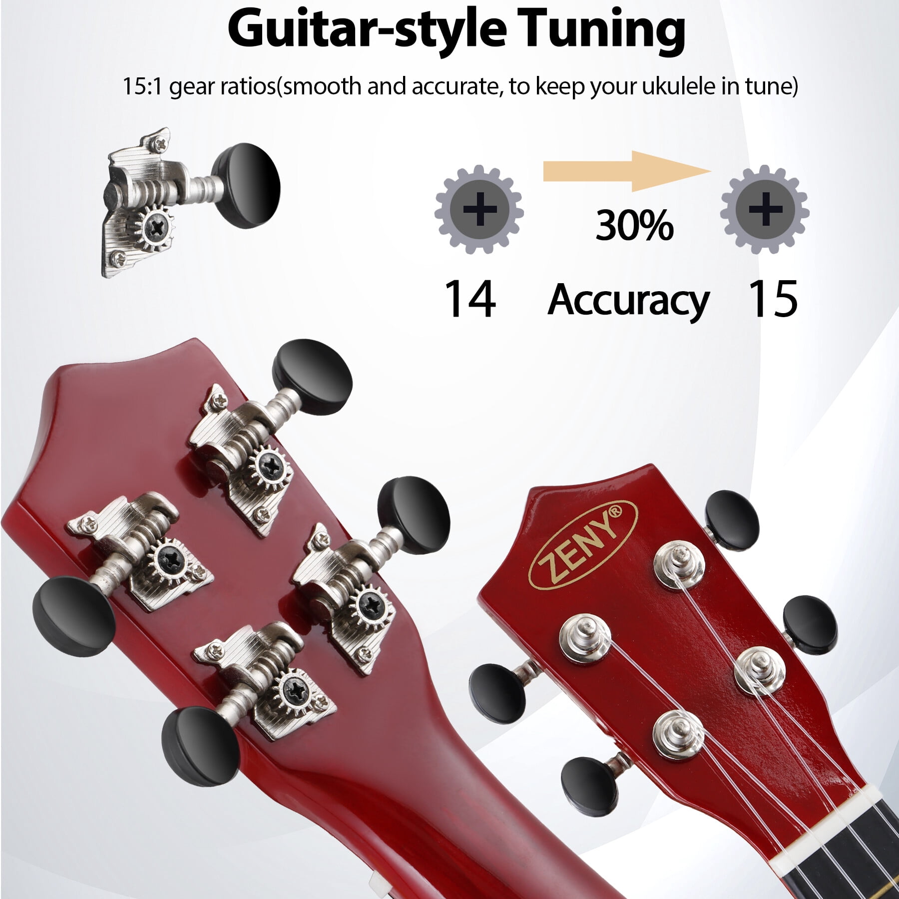 ZENSTYLE 21Inch Ukulele Kit Includes Extra String & Spare Picks Perfect for Beginners