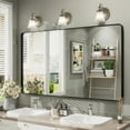 thumbnail image 3 of Apmir Full Size & Color Aluminum alloy Framed Tempered Glass Wall Bathroom Vanity Mirror 40" x 36" - Black, 3 of 5