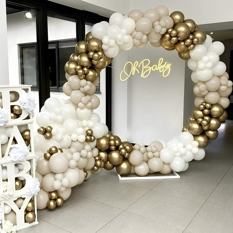 Neutral Balloon Garland Kit Arch with Matte Sand, Gray, Nude Beige Brown,  White, Gold Balloons Decorations