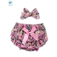 thumbnail image 5 of Deago 3PCS Baby Girl Clothes Cotton Romper Jumpsuit Bodysuit Tops + Floral Pants Shorts + Headband Outfit Set (6-12 Months), 5 of 6