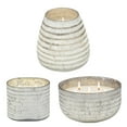 thumbnail image 3 of Sagebrook Home Candle On Silver Striped Glass By Liv & Skye, 64oz, 3 of 4