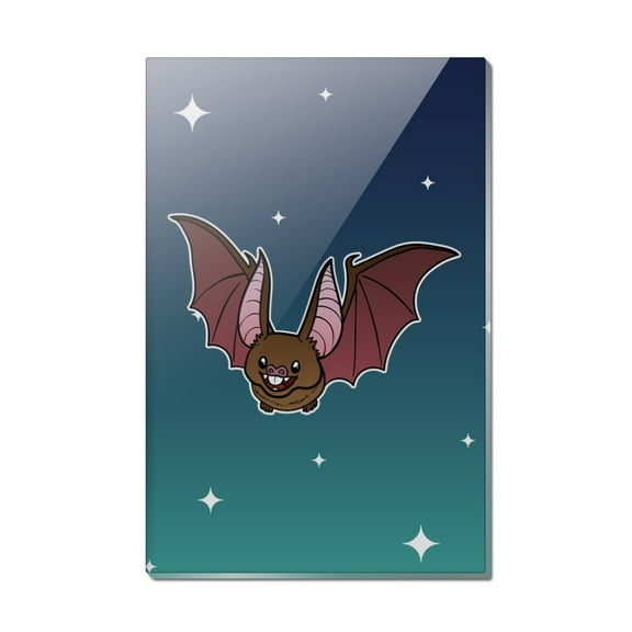 Cute Bat Cartoon Flying at Night Rectangle Acrylic Fridge Refrigerator Magnet