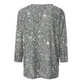 thumbnail image 4 of Long Sleeve Shirts Women's Elegant Tops New Year's Aesthetic Blouse Long Sleeve Shirts Modern Glitter Shirt Festive Top Grey, 4 of 4