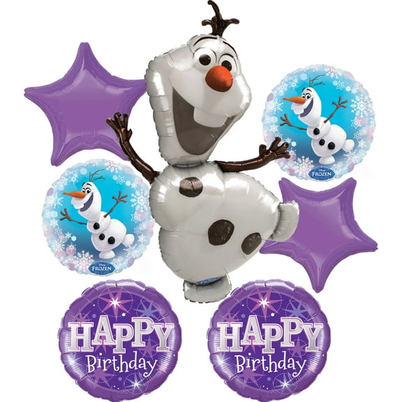 Disney Frozen Olaf Purple Sparkle Birthday Balloon Bouquet