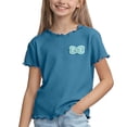 thumbnail image 2 of THDHVS Girls T Shirts,Ice Silk Ruffle Trim Round Neck Short Sleeve T-shirt Soft Breathable Casual Daily Wear for Girls,Shirts for Girls Blue 2-3 Years, 2 of 10